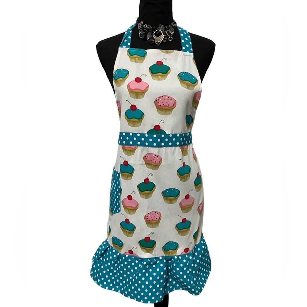 Colorful Cupcake Apron with Polka Dots OSFM